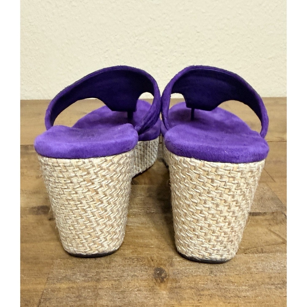 UGG Purple Suede Wedge Thong Sandals Espadrille Platform Size 11 Festival Resort - Picture 3 of 7